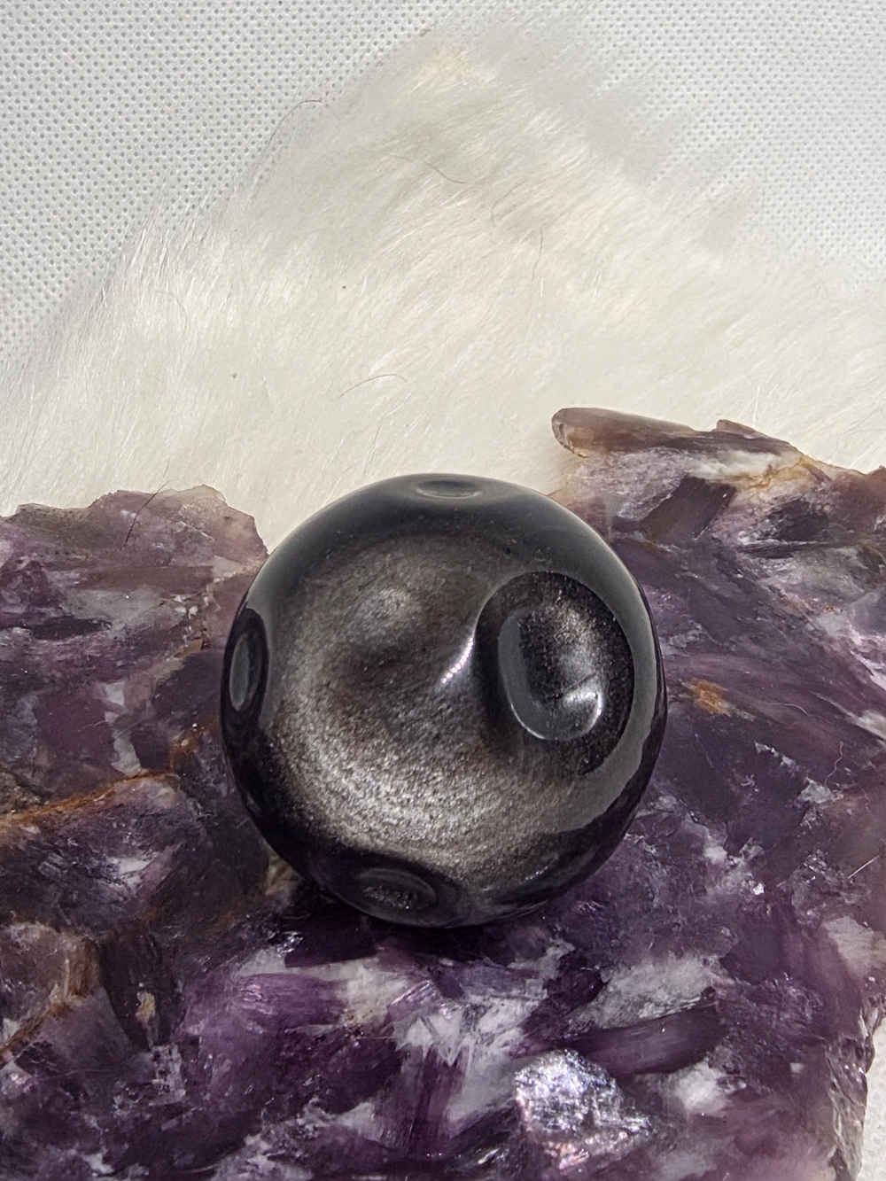 1 Pc Silver Sheen Obsidian Moon Sphere | Flashy Protective Crystal Sphere